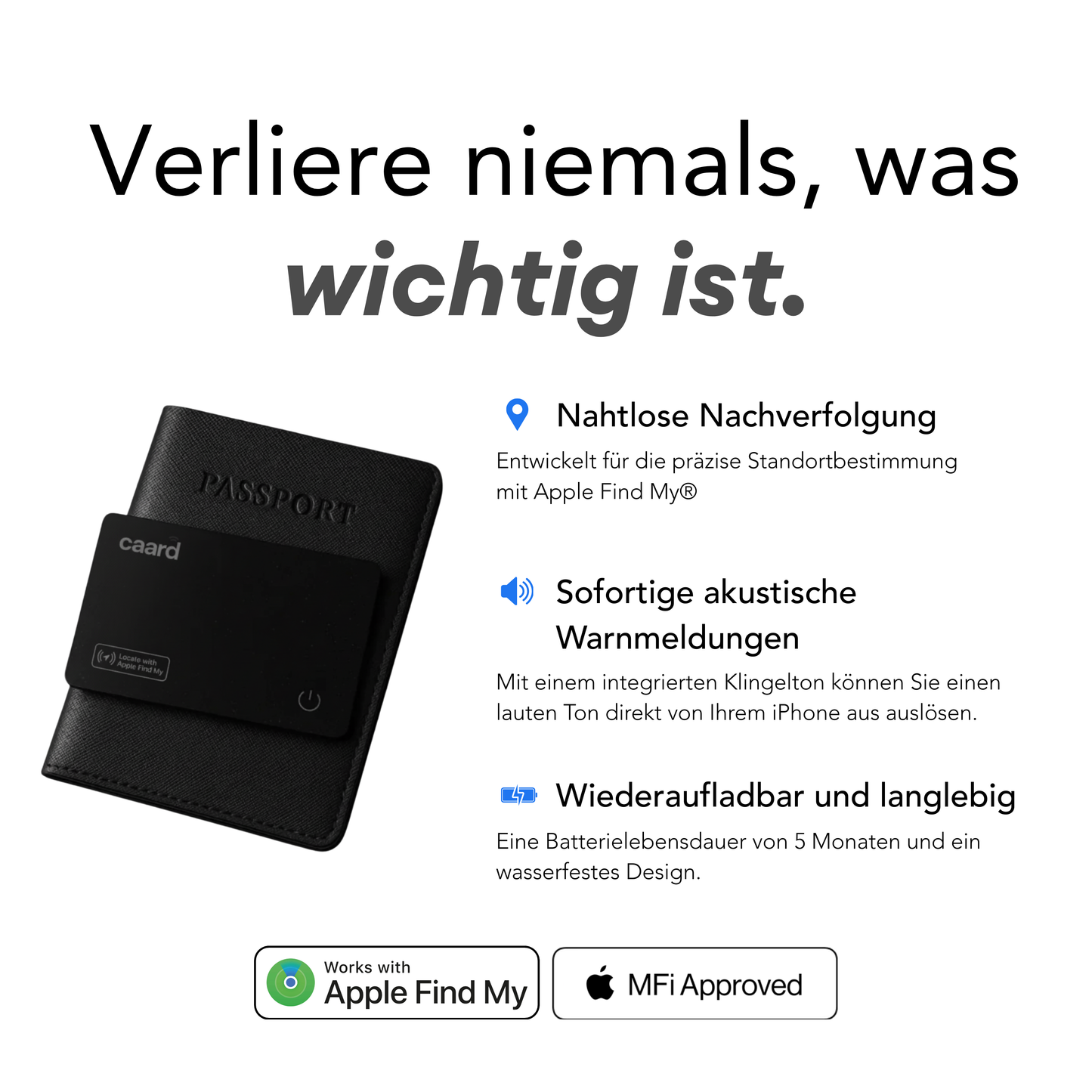 CAARD - Die mit Apple My Find verbundene Tracking-Karte